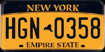 NY license plate HGN0358