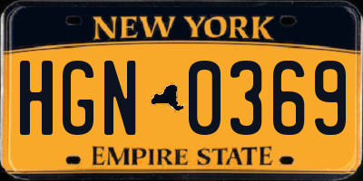 NY license plate HGN0369