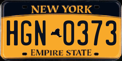 NY license plate HGN0373