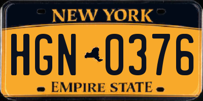 NY license plate HGN0376