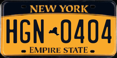 NY license plate HGN0404