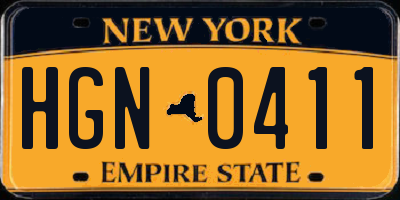 NY license plate HGN0411