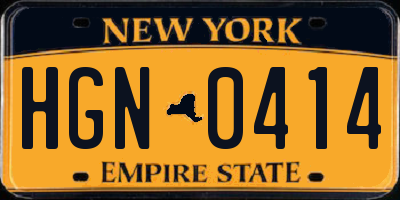 NY license plate HGN0414