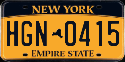 NY license plate HGN0415