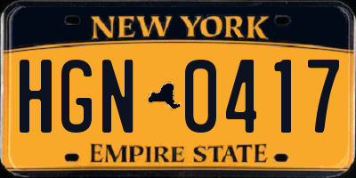 NY license plate HGN0417