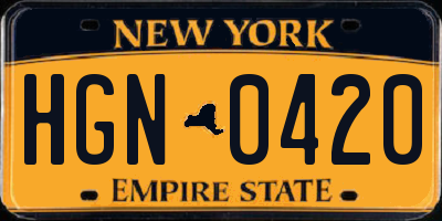 NY license plate HGN0420