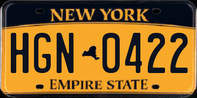 NY license plate HGN0422