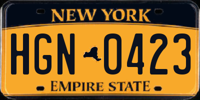 NY license plate HGN0423