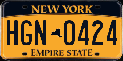 NY license plate HGN0424