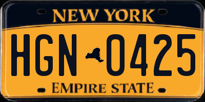 NY license plate HGN0425