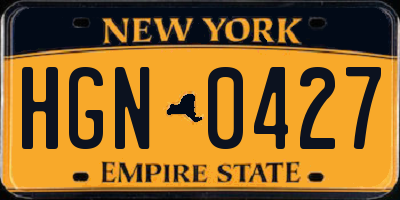 NY license plate HGN0427