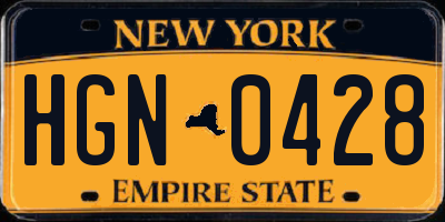 NY license plate HGN0428