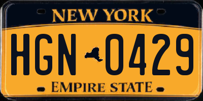 NY license plate HGN0429