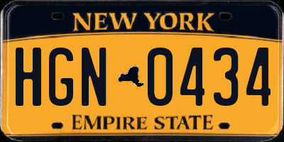 NY license plate HGN0434