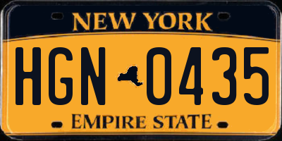 NY license plate HGN0435