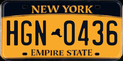 NY license plate HGN0436