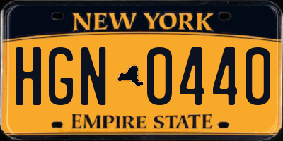 NY license plate HGN0440