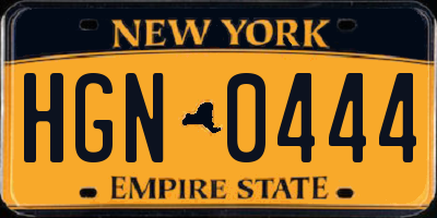 NY license plate HGN0444