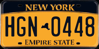 NY license plate HGN0448