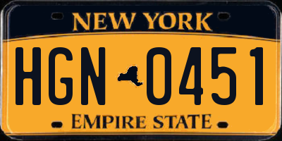 NY license plate HGN0451