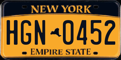 NY license plate HGN0452