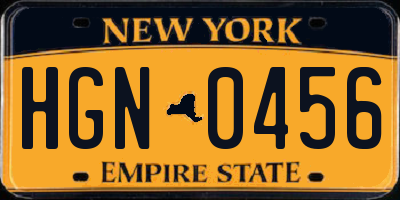 NY license plate HGN0456