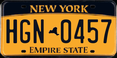 NY license plate HGN0457