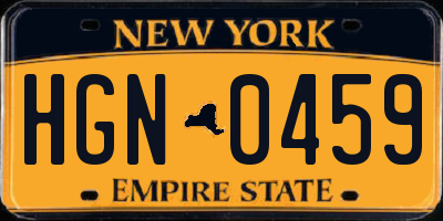 NY license plate HGN0459