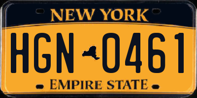 NY license plate HGN0461