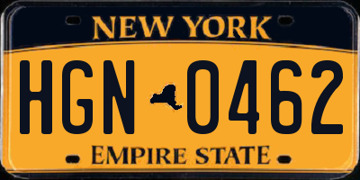 NY license plate HGN0462