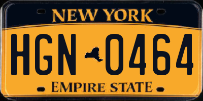 NY license plate HGN0464