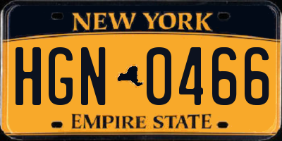 NY license plate HGN0466