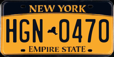 NY license plate HGN0470