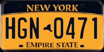 NY license plate HGN0471