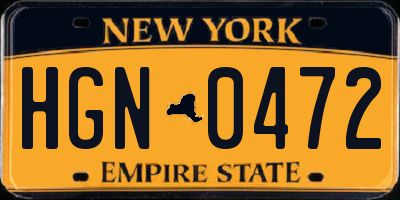 NY license plate HGN0472