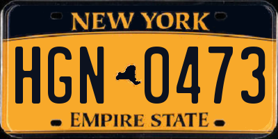 NY license plate HGN0473