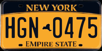 NY license plate HGN0475