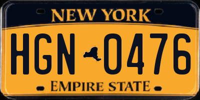 NY license plate HGN0476