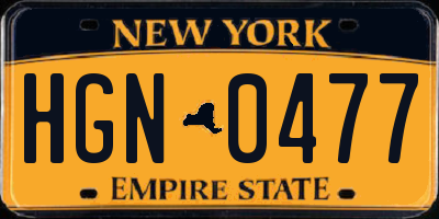 NY license plate HGN0477