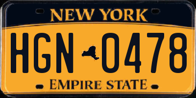 NY license plate HGN0478