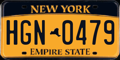 NY license plate HGN0479