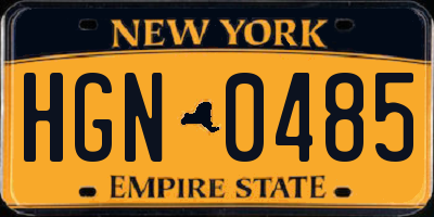 NY license plate HGN0485