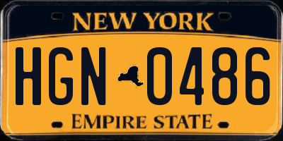 NY license plate HGN0486