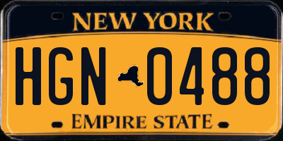 NY license plate HGN0488
