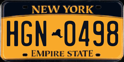 NY license plate HGN0498