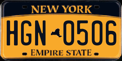 NY license plate HGN0506