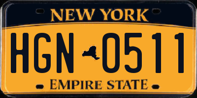 NY license plate HGN0511