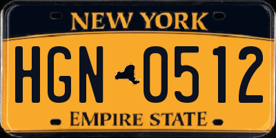 NY license plate HGN0512