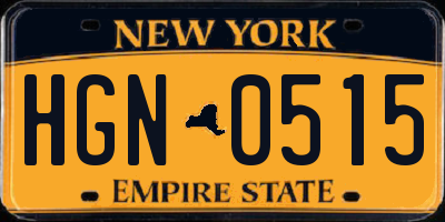 NY license plate HGN0515