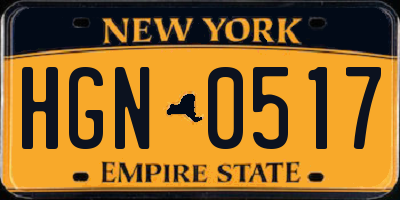 NY license plate HGN0517